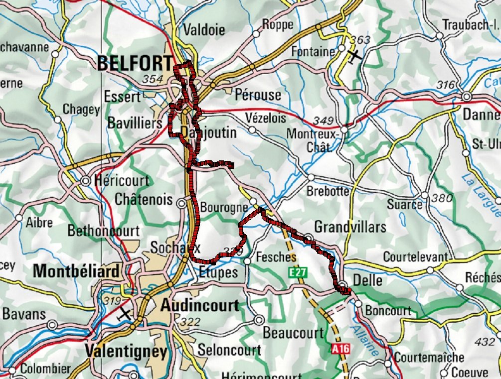 Sur les cartes IGN aussi bien que SwissTopo, la ligne TGV ne figure pas encore...