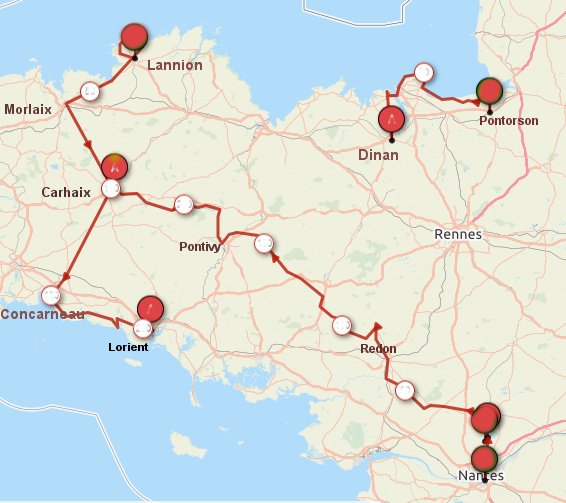 carte des parcours vélos fait en 2015
