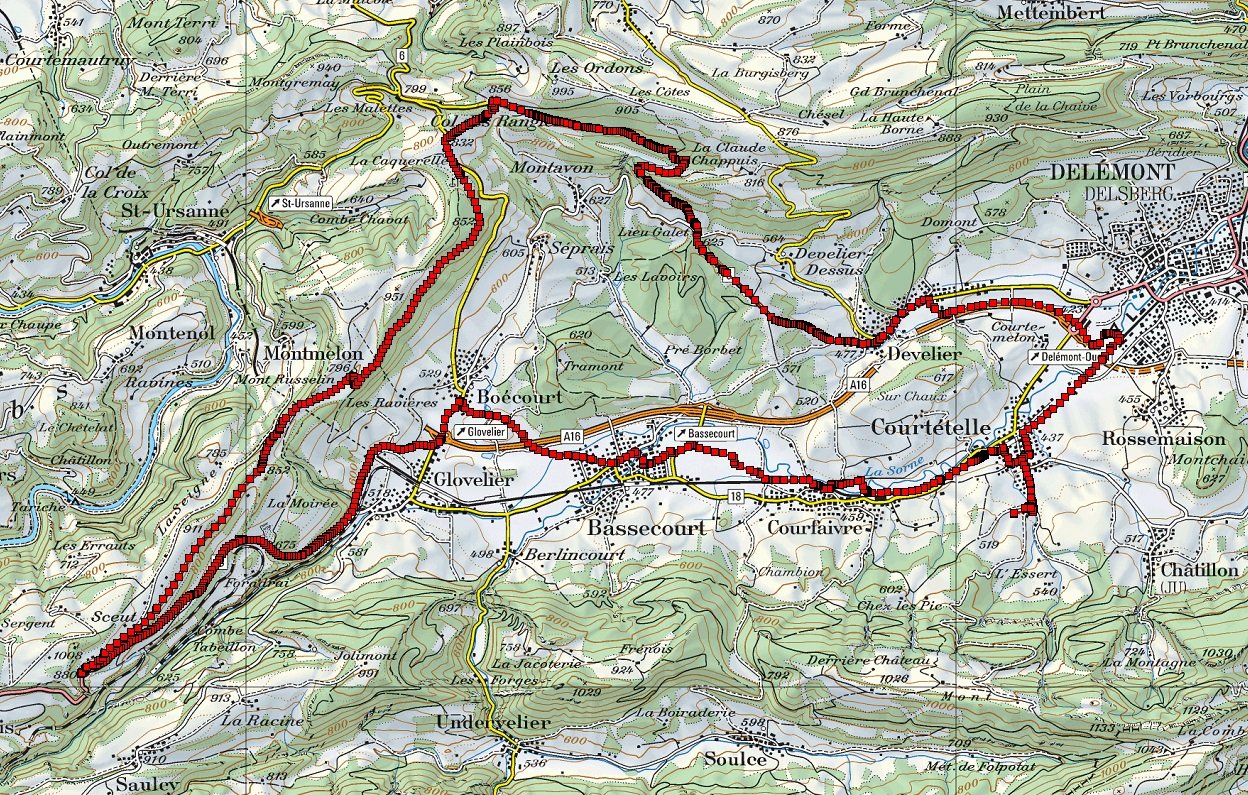 Le parcours- Le tunnel fermé se trouve sur la pointe à gauche