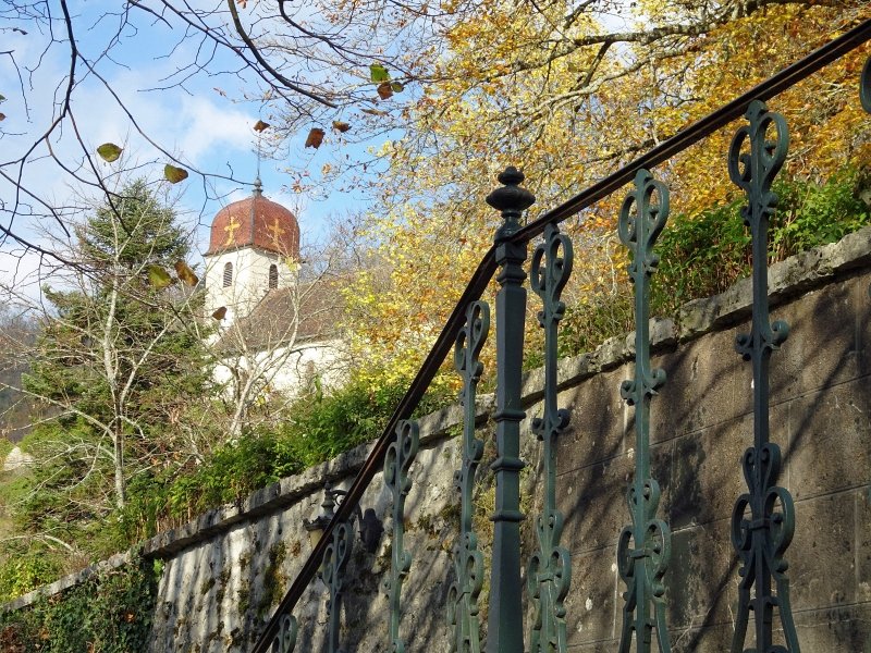 Vaufrey, église, escalier