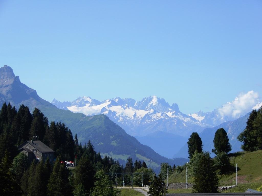 Vue du Col de Bretaye vers Mont Blanc, Aiguille Verte