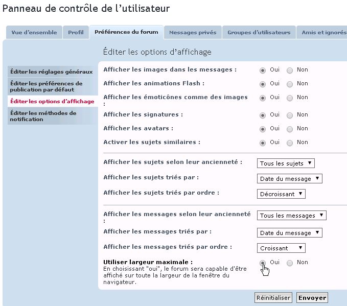 Utiliser largeur maximale de la fenêtre du navigateur