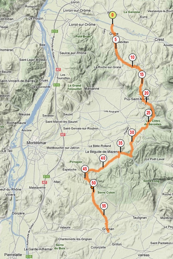 Proposition de parcours pépère entre Grâne et Grignan