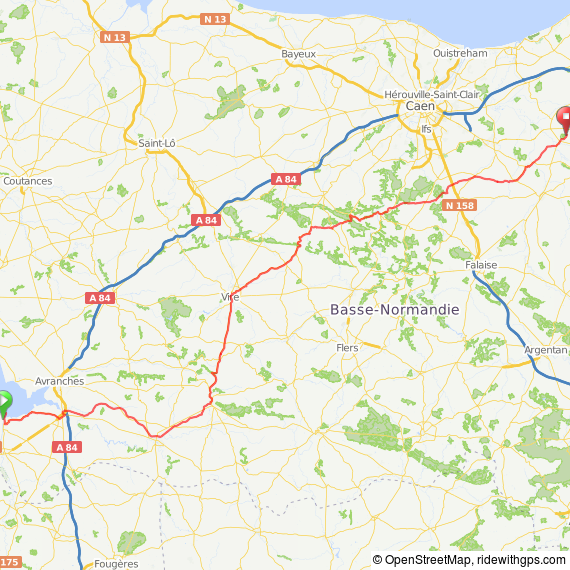 Circuit suivi pour cette balade dans la campagne normande depuis le Mont Saint Michel jusqu'à Crèvecœur en Auge