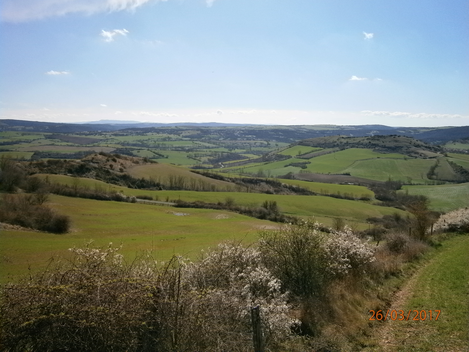 L'avant causse de St Jean d'Alcas et le Mont Merdélou au fond.